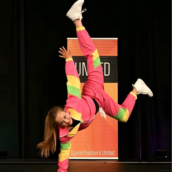 Uoua Women’s Pink Colorblock Track Joggers with Green & Yellow Accents - Picture 5 of 5